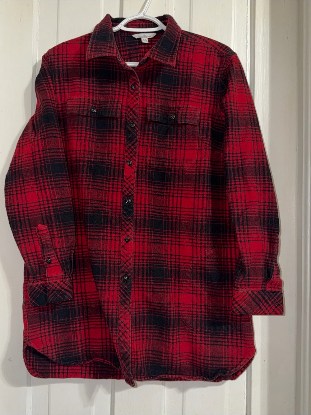 LL‎ Bean Signature men's size large flannel coat thick Plaid Button-Down